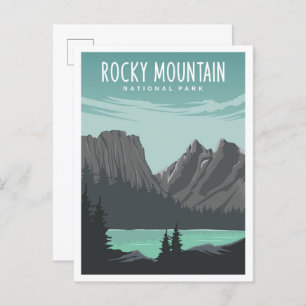 Rocky Mountain National Park Travel Illustration Postcard