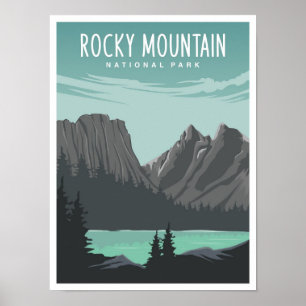 Rocky Mountain National Park Travel Illustration Poster