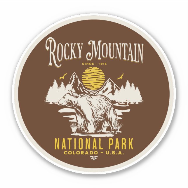 Rocky Mountain National Park Vintage landscape Sticker (Front)