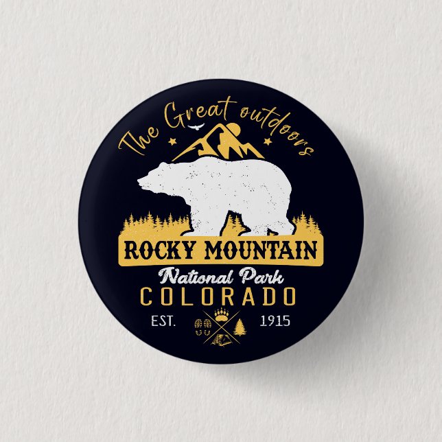 Rocky Mountain National Park Vintage Souvenirs Button (Front)