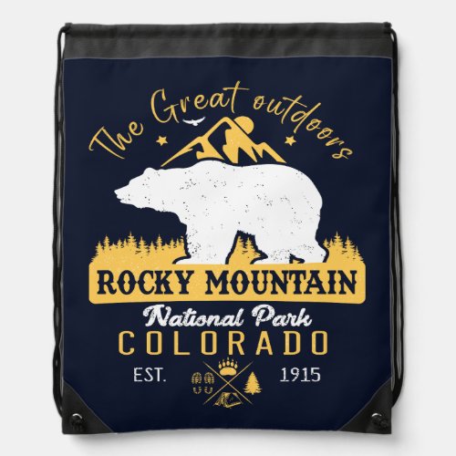 Rocky Mountain National Park Vintage Souvenirs Drawstring Bag