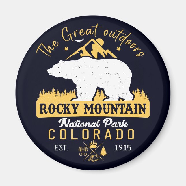 Rocky Mountain National Park Vintage Souvenirs Magnet (Front)