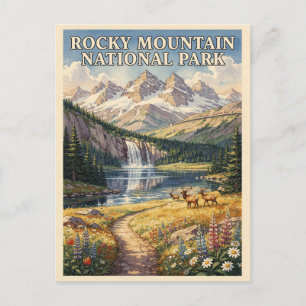 Rocky Mountain National Park Vintage Travel Postcard