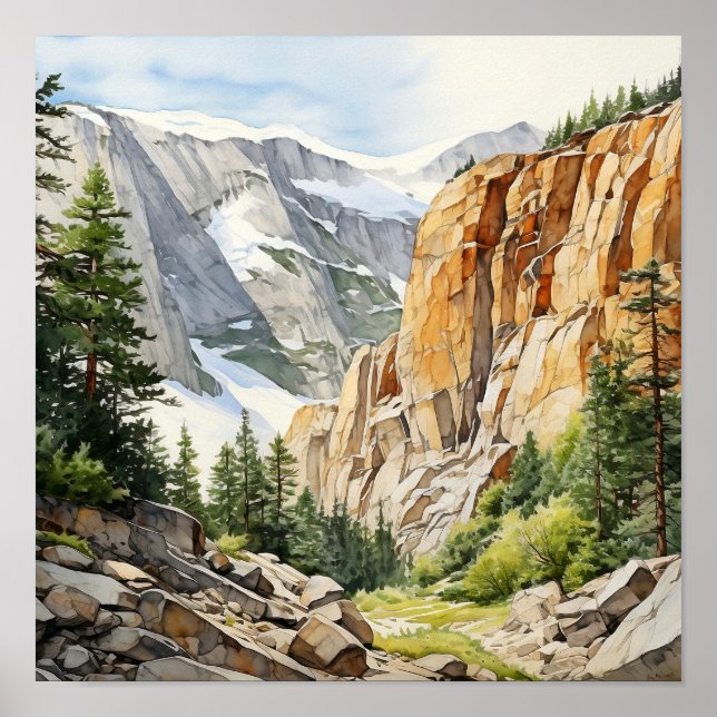 Rocky Mountain National Park Watercolor Poster (Front)