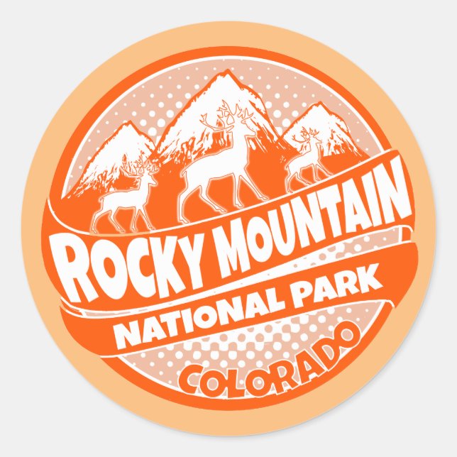 Rocky Mountain Park Colorado orange logo stickers (Front)