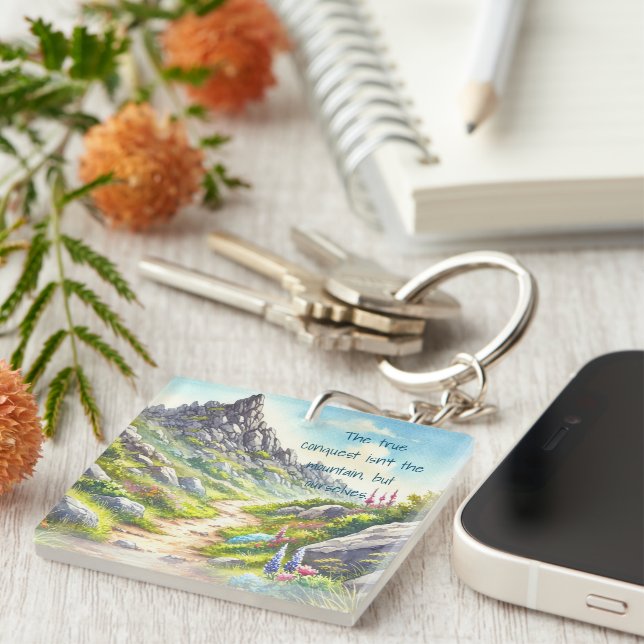 Rocky Mountain Path & Quote Keychain (Front Right)