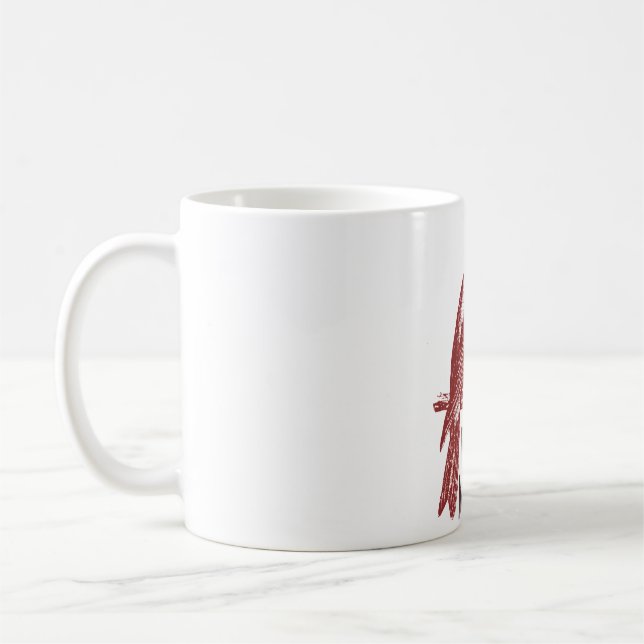 Rocky Mountain Red Crossbill bird logo Coffee Mug (Left)