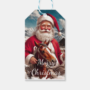 Rocky Mountain Santa and His Horse Gift Tags