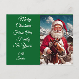 Rocky Mountain Santa and His Horse Holiday Postcard