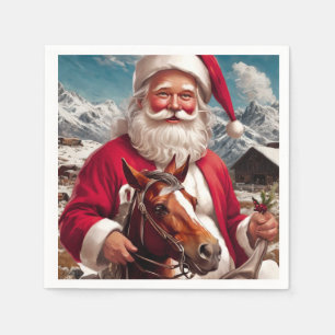 Rocky Mountain Santa and His Horse Napkins