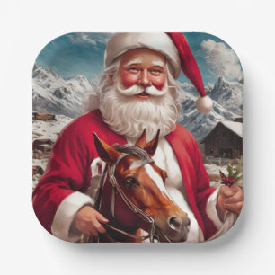 Rocky Mountain Santa and His Horse Paper Plates