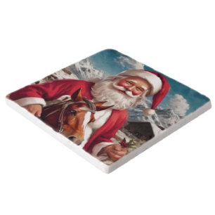 Rocky Mountain Santa and His Horse Trivet