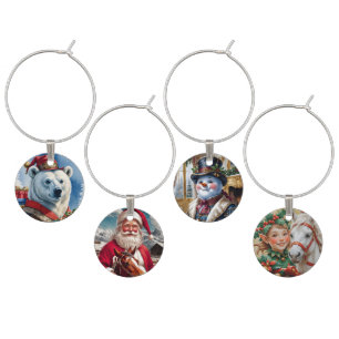 Rocky Mountain Santa and His Horse Wine Charm