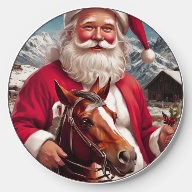 Rocky Mountain Santa and His Horse Wireless Charger (Front)