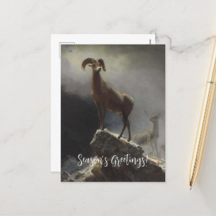 Rocky Mountain Sheep by Albert Bierstadt Holiday Postcard