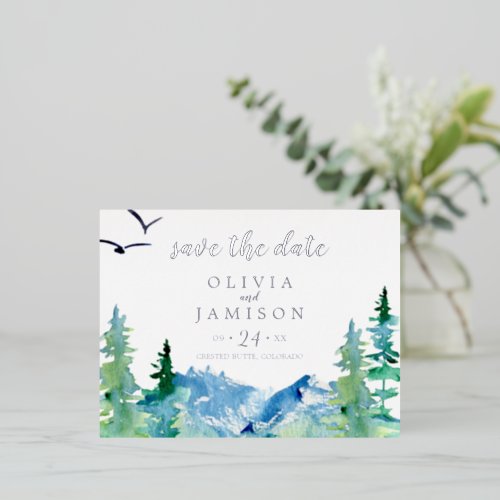 Rocky Mountain  Silver Foil Save the Date Foil Invitation Postcard