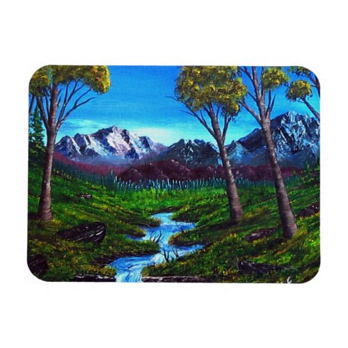 Rocky Mountain Stream Trees Vista Magnet