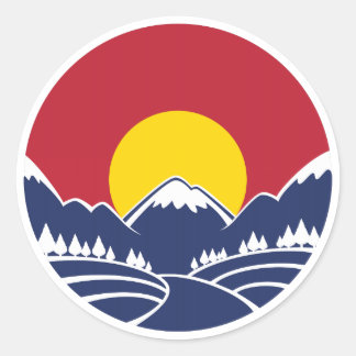 Rocky Mountain Sunset Logo Classic Round Sticker