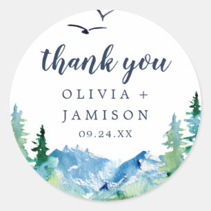 Rocky Mountain Thank You Wedding Favor Sticker