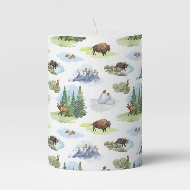 Rocky Mountain Toile Candle (Front)
