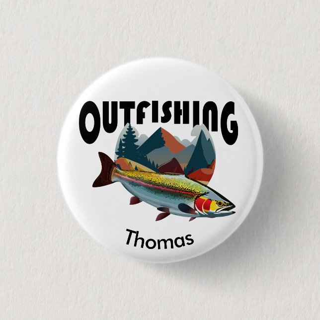 Rocky Mountain Trout Fishing "Outfishing" Button (Front)