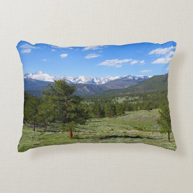 Rocky Mountain View Scenic Landscape Accent Pillow (Front)