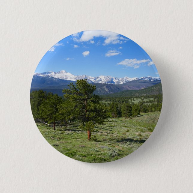 Rocky Mountain View Scenic Landscape Button (Front)