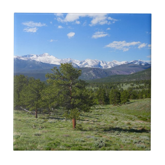 Rocky Mountain View Scenic Landscape Ceramic Tile (Front)
