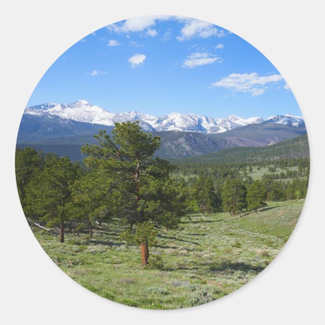Rocky Mountain View Scenic Landscape Classic Round Sticker (Front)