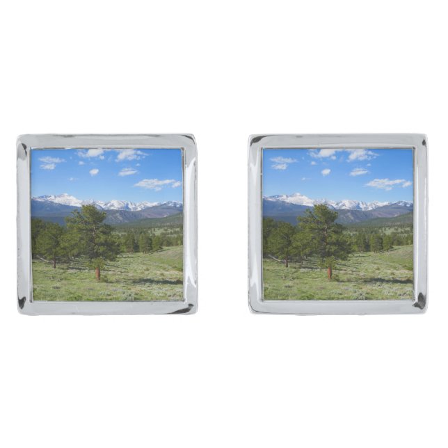 Rocky Mountain View Scenic Landscape Cufflinks (Front)
