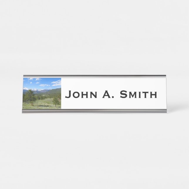 Rocky Mountain View Scenic Landscape Desk Name Plate (Front)