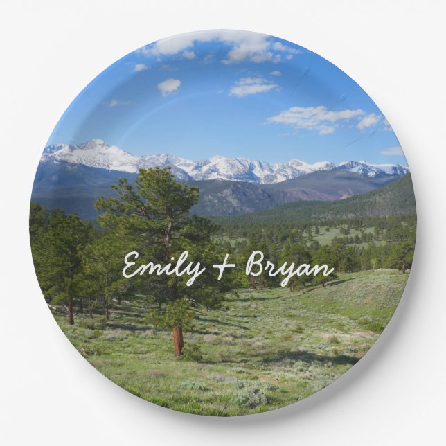 Rocky Mountain View Scenic Landscape Paper Plates (Front)