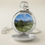 Rocky Mountain View Scenic Landscape Pocket Watch