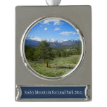 Rocky Mountain View Scenic Landscape Silver Plated Banner Ornament