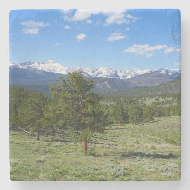 Rocky Mountain View Scenic Landscape Stone Coaster (Front)