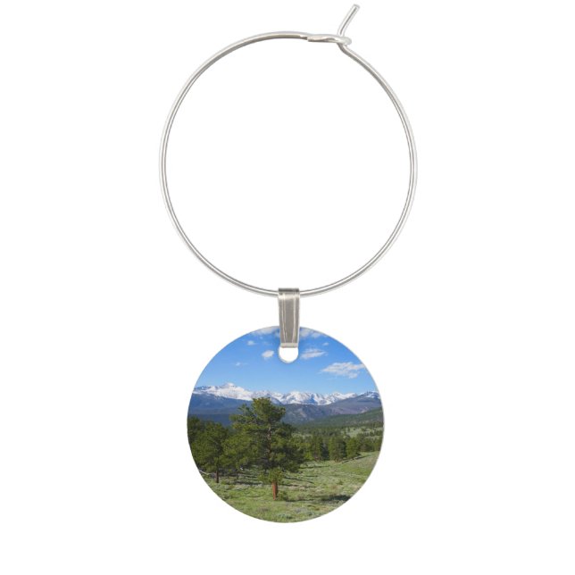 Rocky Mountain View Scenic Landscape Wine Charm (Front)