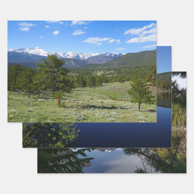 Rocky Mountain View Scenic Landscape Wrapping Paper Sheets (Set)
