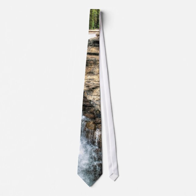 Rocky Mountain Waterfall Nature Photo Neck Tie (Front)