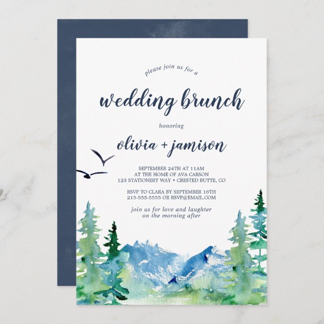 Rocky Mountain Wedding Brunch Invitation (Front/Back)