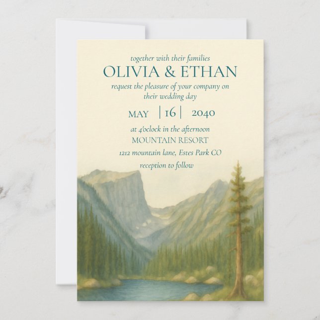 Rocky Mountain Wedding Invitation (Front)