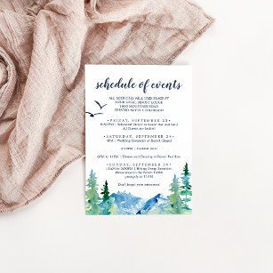 Rocky Mountain Wedding Weekend Schedule of Events Enclosure Card