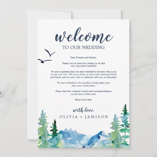 Rocky Mountain Wedding Welcome Letter  Itinerary