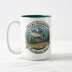 Rocky Mountain Wild Brown Trout Fly Fishing  Two-Tone Coffee Mug