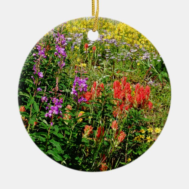 Rocky Mountain Wildflowers Ceramic Ornament (Front)