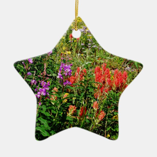 Rocky Mountain Wildflowers Ceramic Ornament (Front)