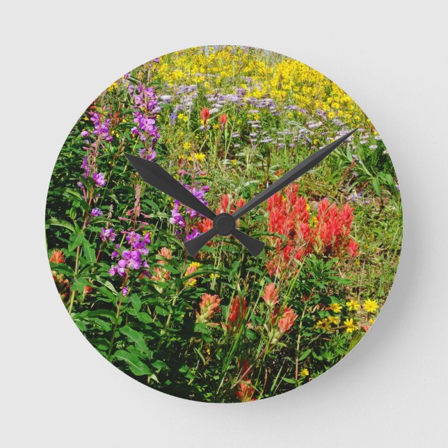 Rocky Mountain Wildflowers Round Clock (Front)
