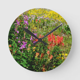 Rocky Mountain Wildflowers Round Clock