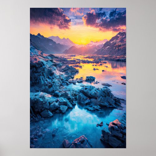 Rocky Mountains and the Shallow Lake Poster