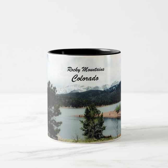 Rocky Mountains, Colorado Two-Tone Coffee Mug (Center)