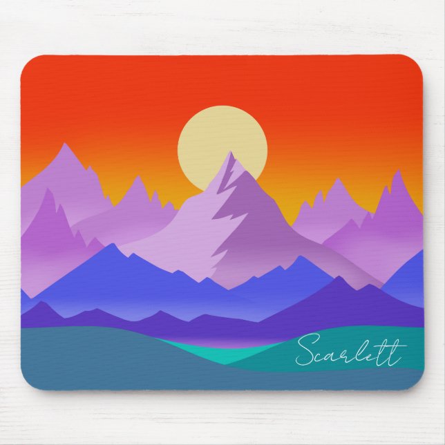 Rocky Mountains Golden Hour Sun Art Mouse Pad (Front)